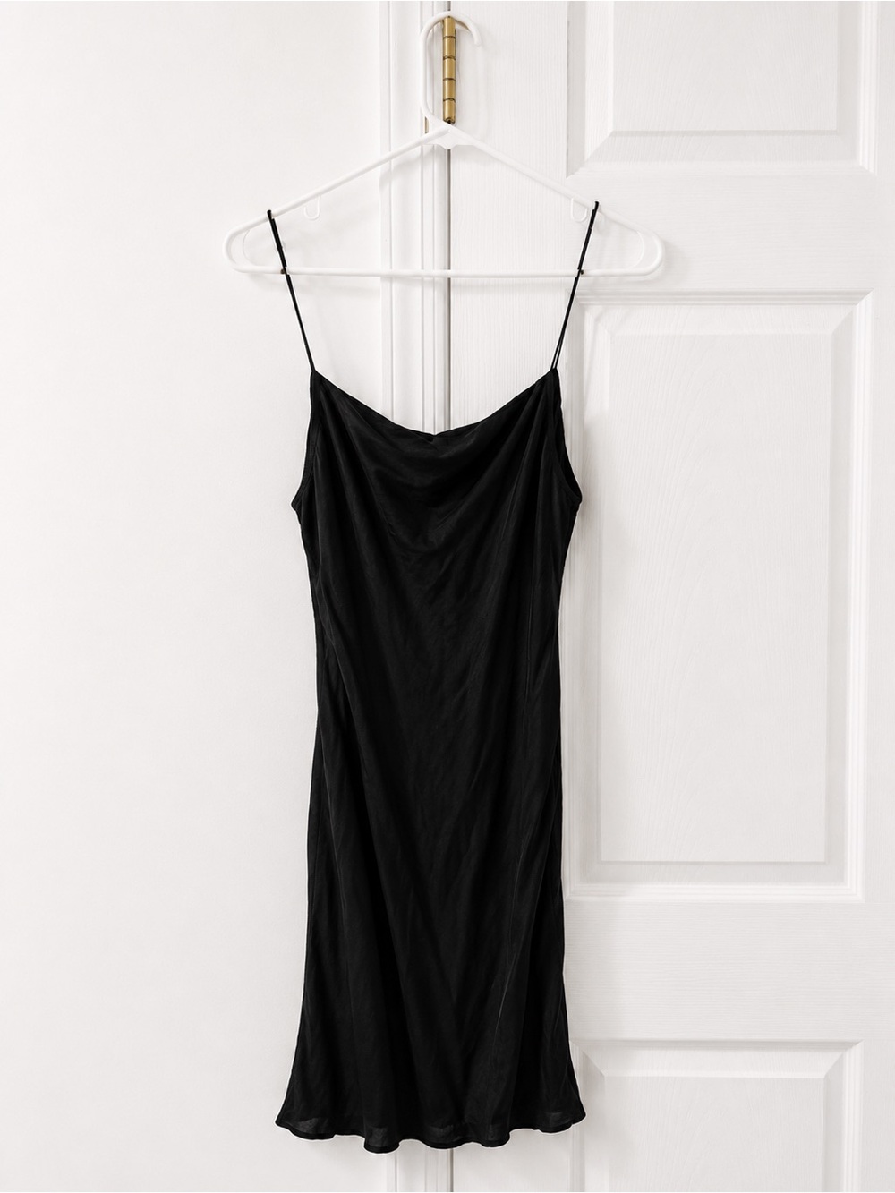 J. Crew Black Satin Dress with Label Detail